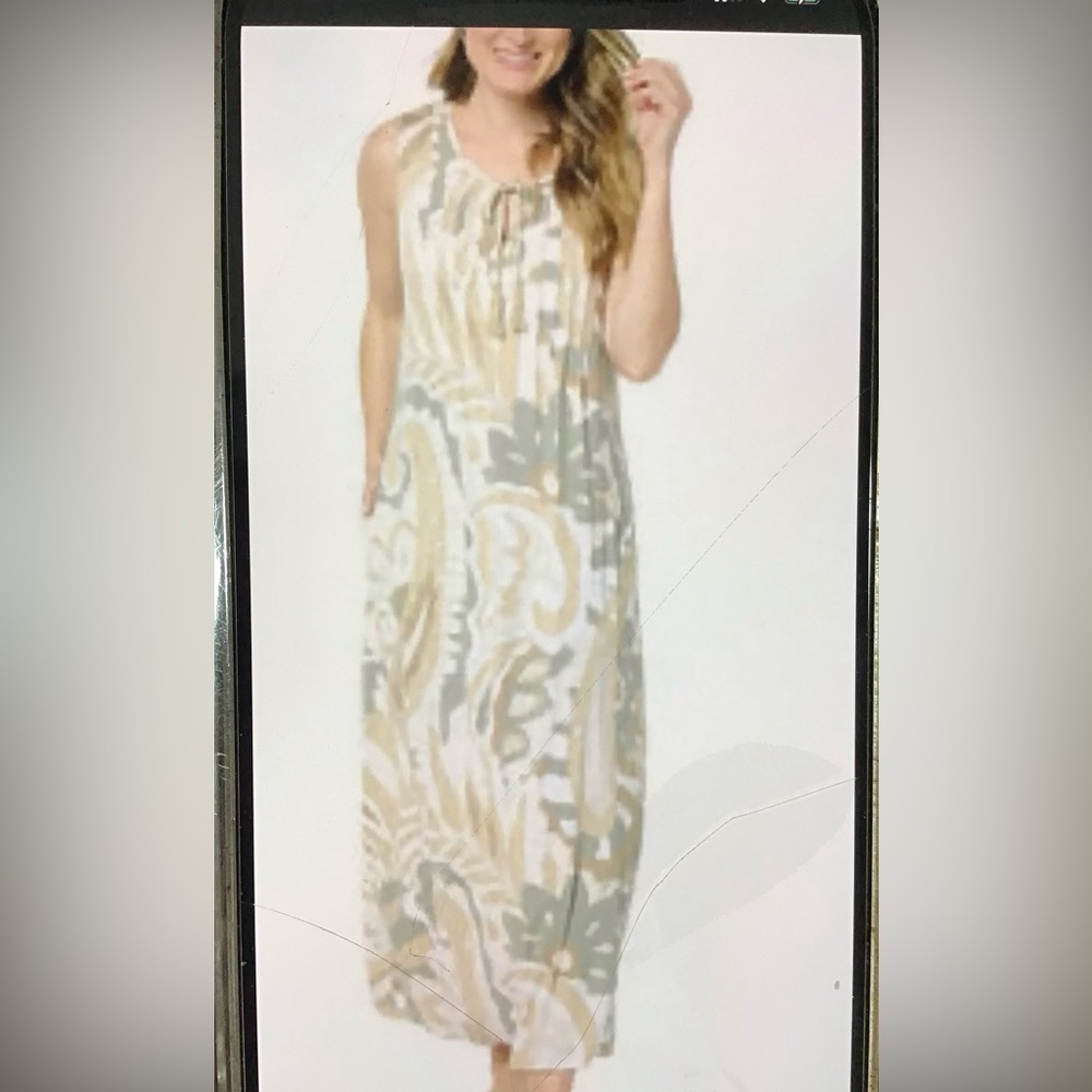 BELLE BY KIM GRAVEL Paisley Paradise Tassel Maxi Dress W/ Pockets Size XLP